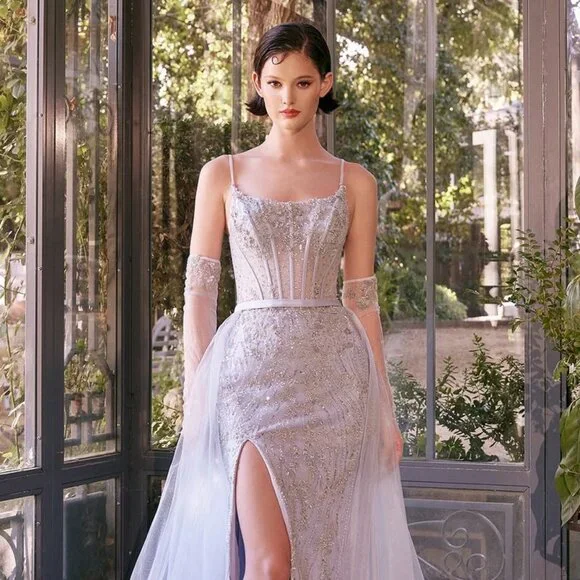 NEW FORMAL SLEEVELESS SHEATH BEADED LONG PROM DRESS W/ MATCHING GLOVES CD  A1361 - www.sanvalentin.cl